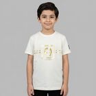 Boys Ivory & Gold Logo T-Shirt, 1, hi-res