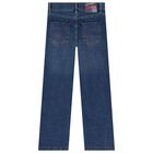 Girls Blue Hearts Denim Jeans, 1, hi-res