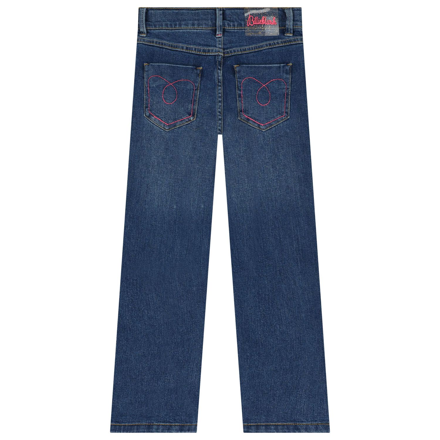 Girls Blue Hearts Denim Jeans, 1, hi-res