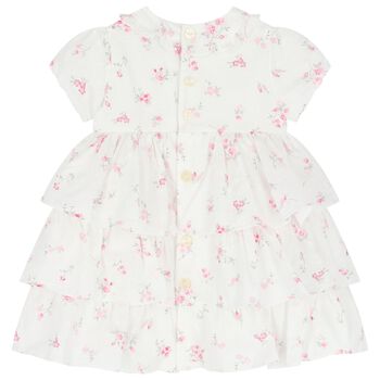 Baby Girls White & Pink Floral Dress, 1 Baby Girls White & Pink Floral Dress