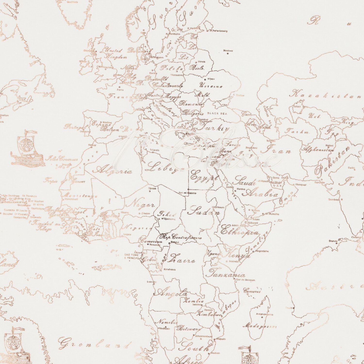 بطانية خريطة جغرافية باللونين العاجي والوردي للبنات, 1, hi-res