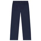 Boys Navy Blue Logo Trousers, 1, hi-res