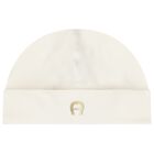 Ivory & Gold Logo Baby Hat, 1, hi-res