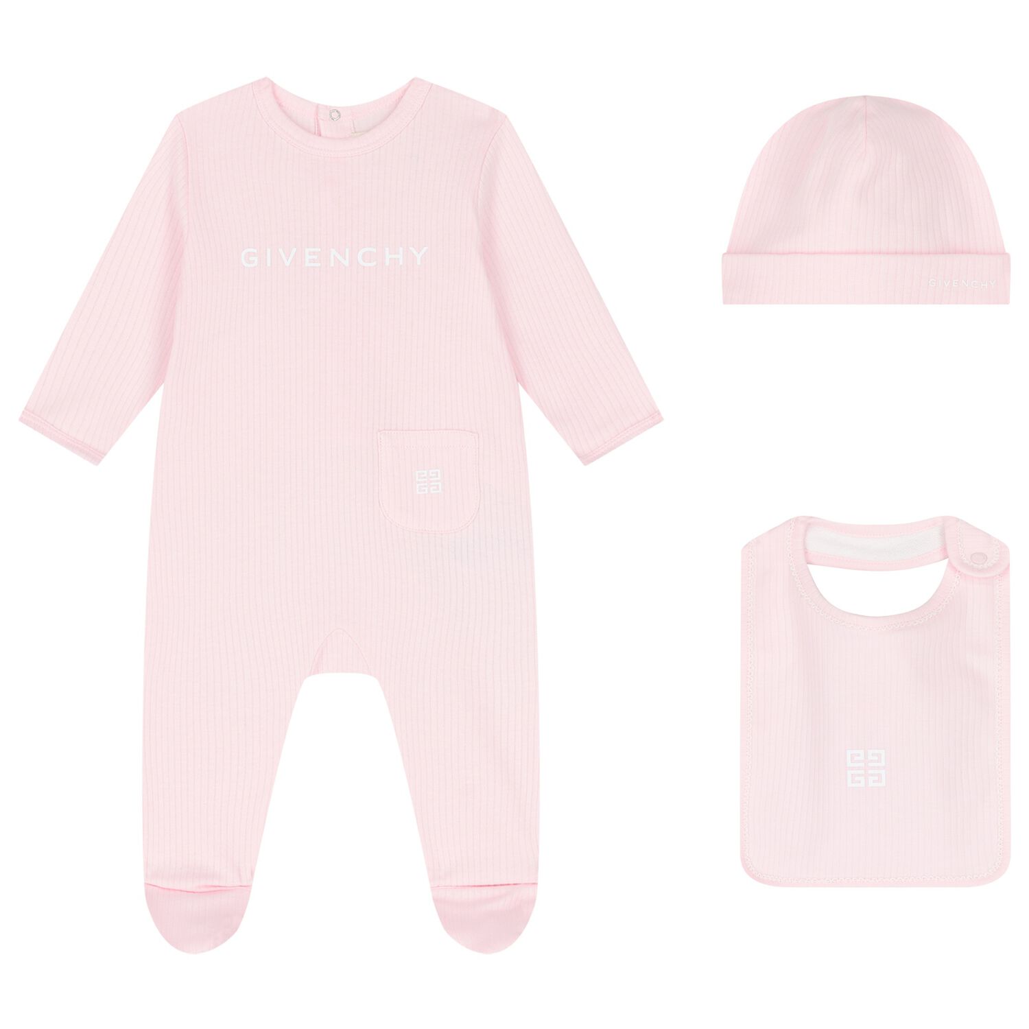 Baby Girls Pink Logo Babygrow Gift Set, 2, hi-res