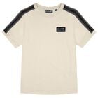 Boys Beige & Black Logo T-Shirt, 1, hi-res