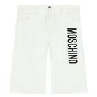 Boys White Logo Shorts, 1, hi-res