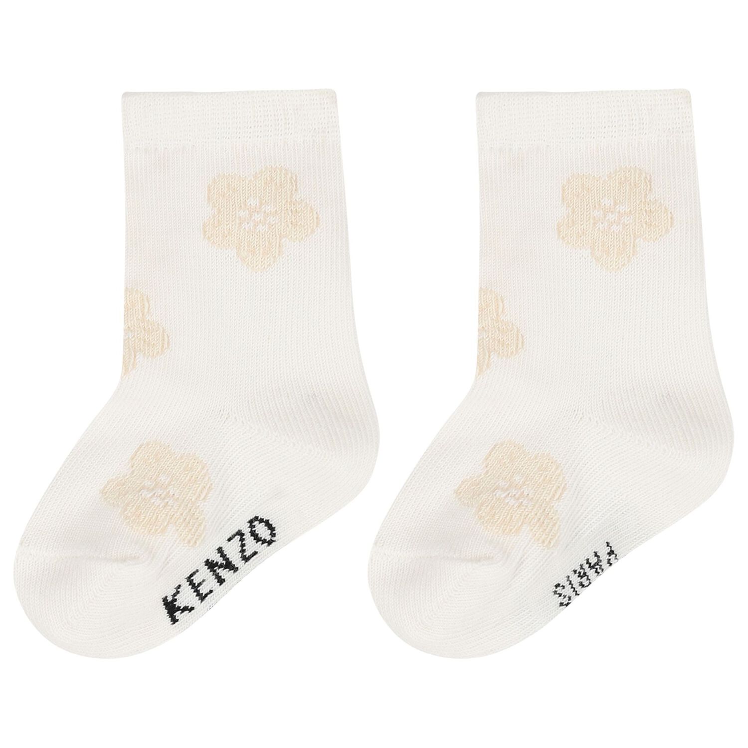 Baby Girls Pink & Ivory Flower Socks ( 2 Pack ), 1, hi-res