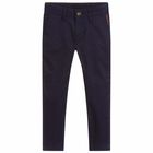 Boys Navy Blue Chino Trousers, 1, hi-res