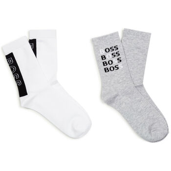 Boys Grey & White Logo Socks (2 Pack)