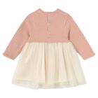 Younger Girls Pink & Ivory Tulle Dress, 1, hi-res