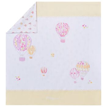 Baby Girls White & Yellow Hot Air Balloon Blanket