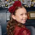 Girls Burgundy Bow Gladys Headband , 3, hi-res