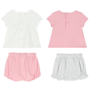 Baby Girls Pink Heart Shorts Set (4 Piece)