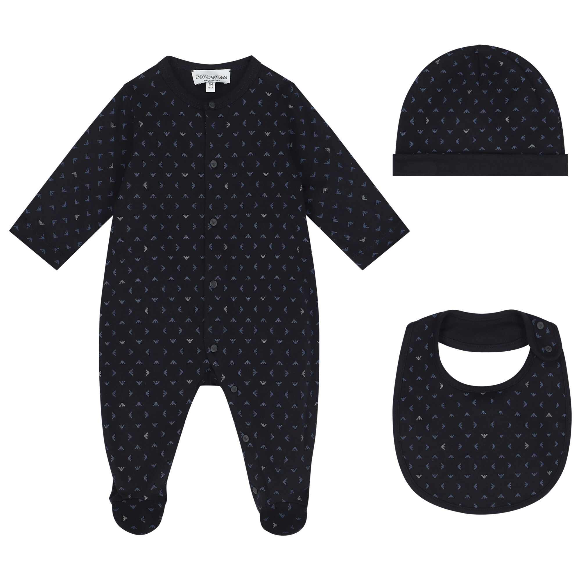 Emporio Armani Navy Blue Logo Babygrow Gift Set Junior Couture UAE