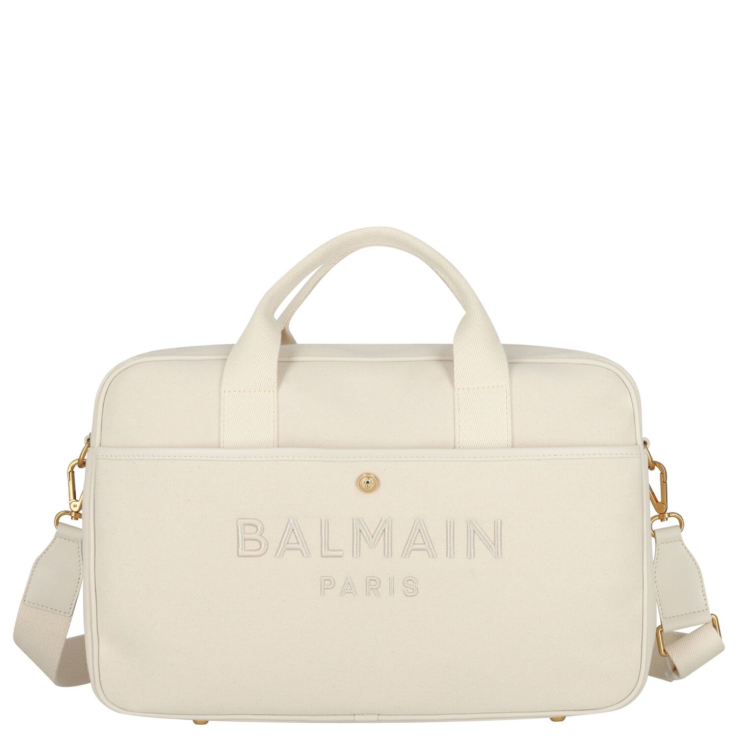 Beige Logo Canvas Baby Changing Bag, 1, hi-res