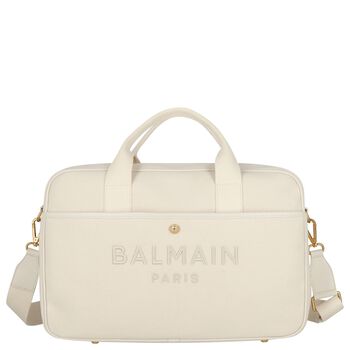 Beige Logo Canvas Baby Changing Bag