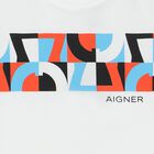 تيشيرت أولاد بالشعار باللون الأبيض, 1, hi-res