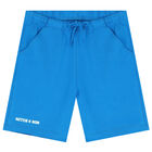 Boys Blue & White Logo Short Set, 1, hi-res