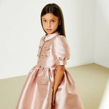 Girls Pink Embellished Dress