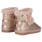 Younger Girls Rose Gold Faux Leather Boots, 4, hi-res