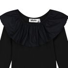 Girls Black Ruffle Long Sleeve Top, 1, hi-res