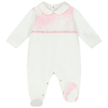 Baby Girls Ivory & Pink Geo Map Babygrow