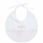 Baby Girls White & Beige Geo Map Bib, 1, hi-res