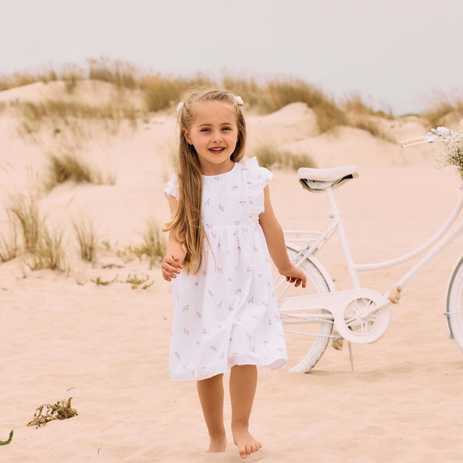 Younger Girls White Liberty Dress, 1, hi-res image number null