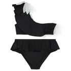 Girls Black & White Petal Bikini, 1, hi-res