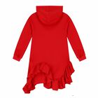 Girls Red Embellished Hooded Dress, 1, hi-res