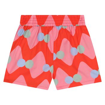 Younger Girls Red & Pink Diamond & Dot Shorts