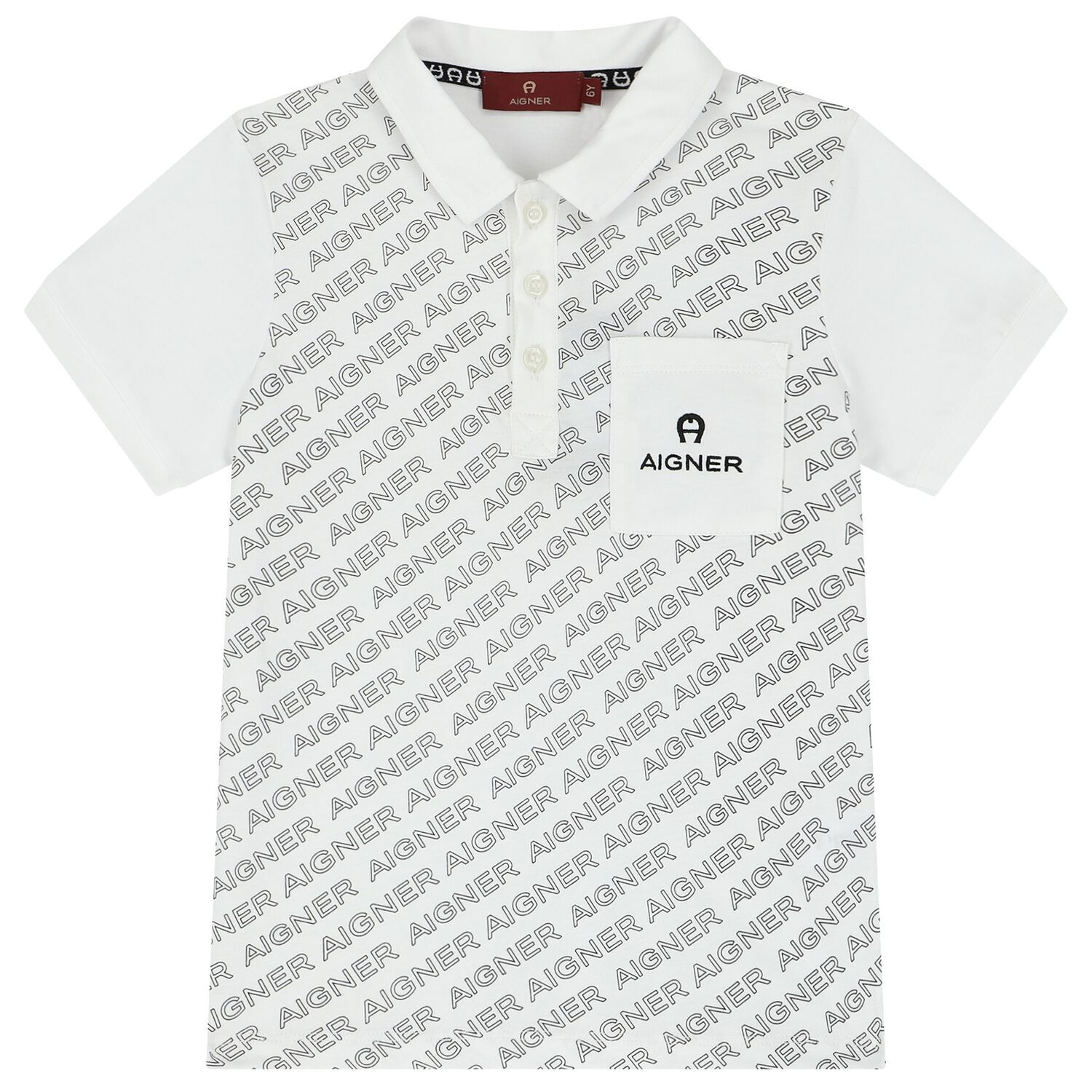 Boys White Logo Polo Shirt, 1, hi-res