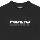 Girls Black Logo Sweatshirt Dress, 1, hi-res