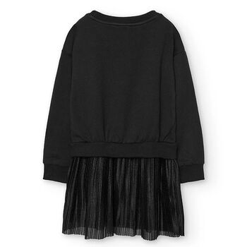 Girls Black Bag Pleated Dress