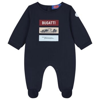 Baby Boys Navy Blue Logo Babygrow