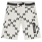 Boys Ivory & Black Logo Shorts, 1, hi-res