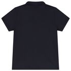 Boys Navy Blue, White & Beige Logo Polo Shirt, 2, hi-res