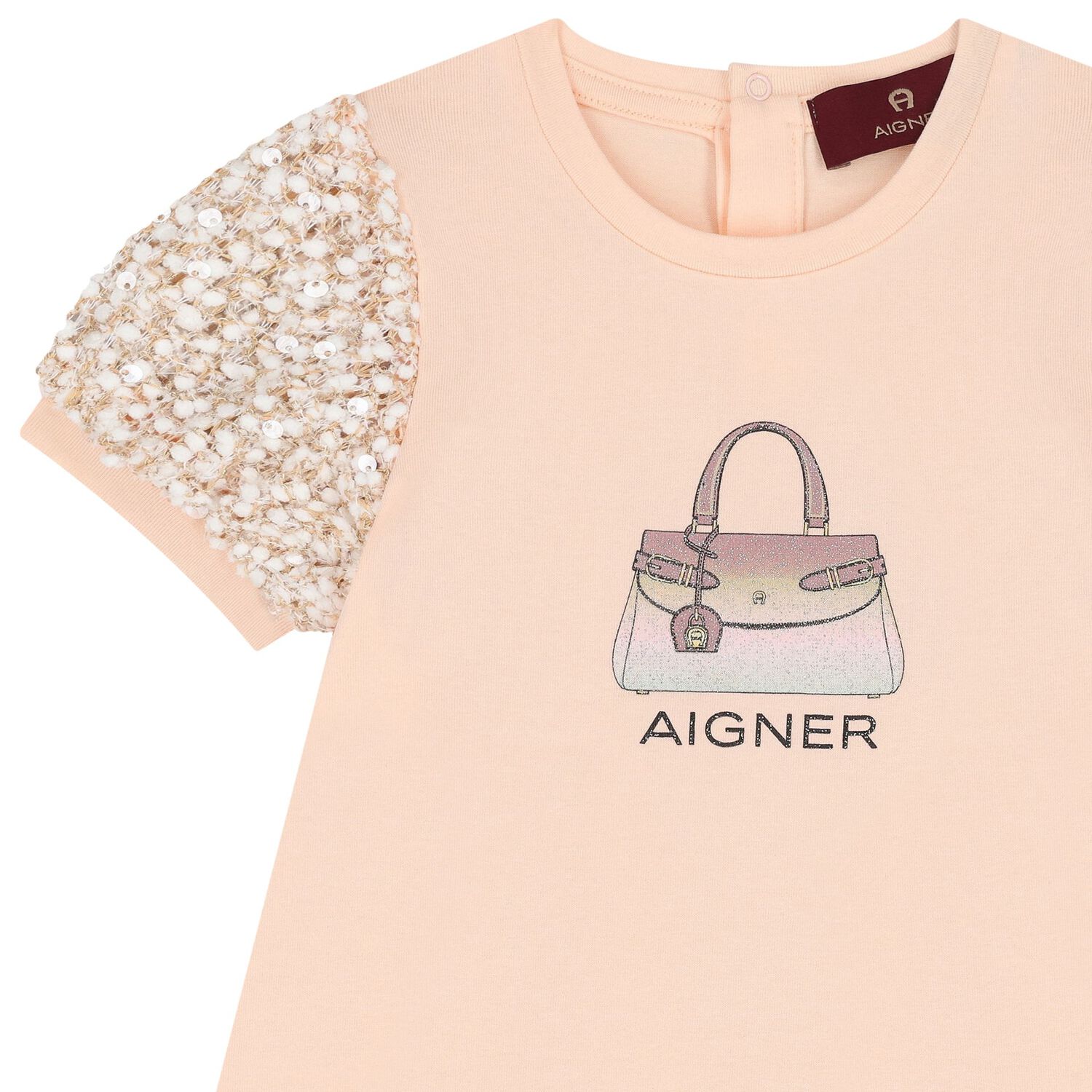  فستان بنات باللون البرتقالي عليه حقيبة للفتيات الصغيرات, 2, hi-res