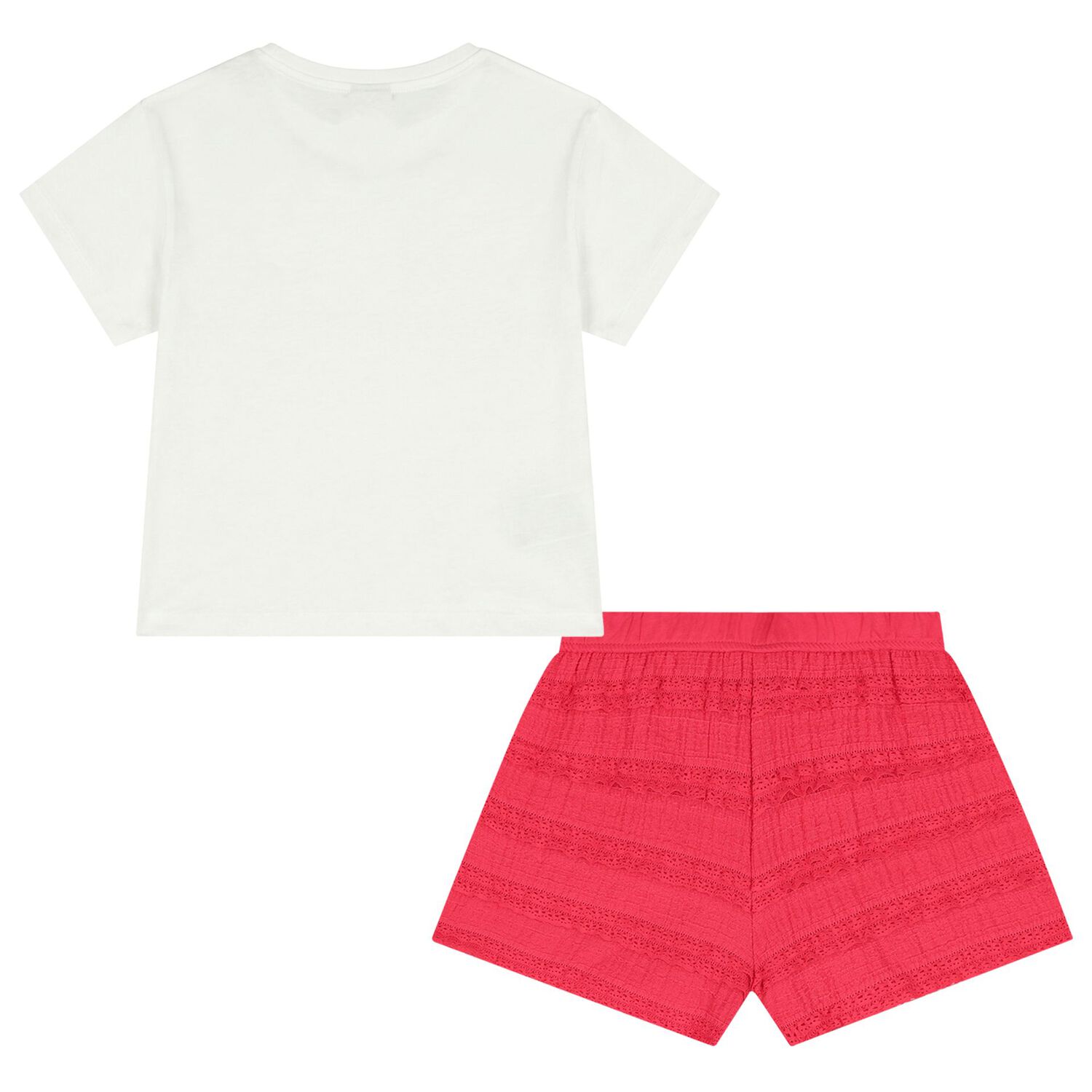 Girls White & Pink Shorts Set, 2, hi-res