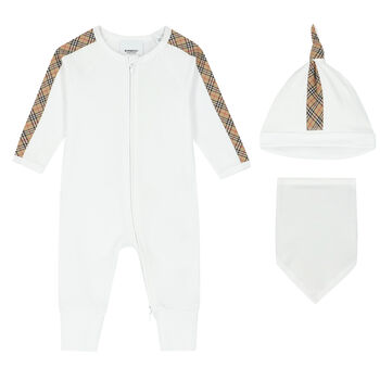 White & Beige Romper Gift Set