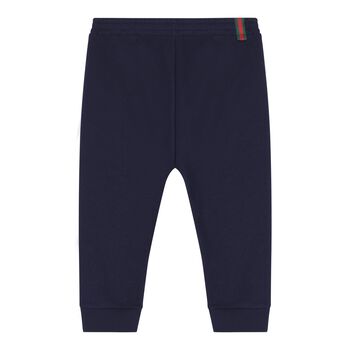 Gucci Baby Navy Blue Web Striped Joggers, 3 Baby Navy Blue Web Striped Joggers