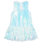 Girls Silver Embellished Sequin Dress, 2, hi-res