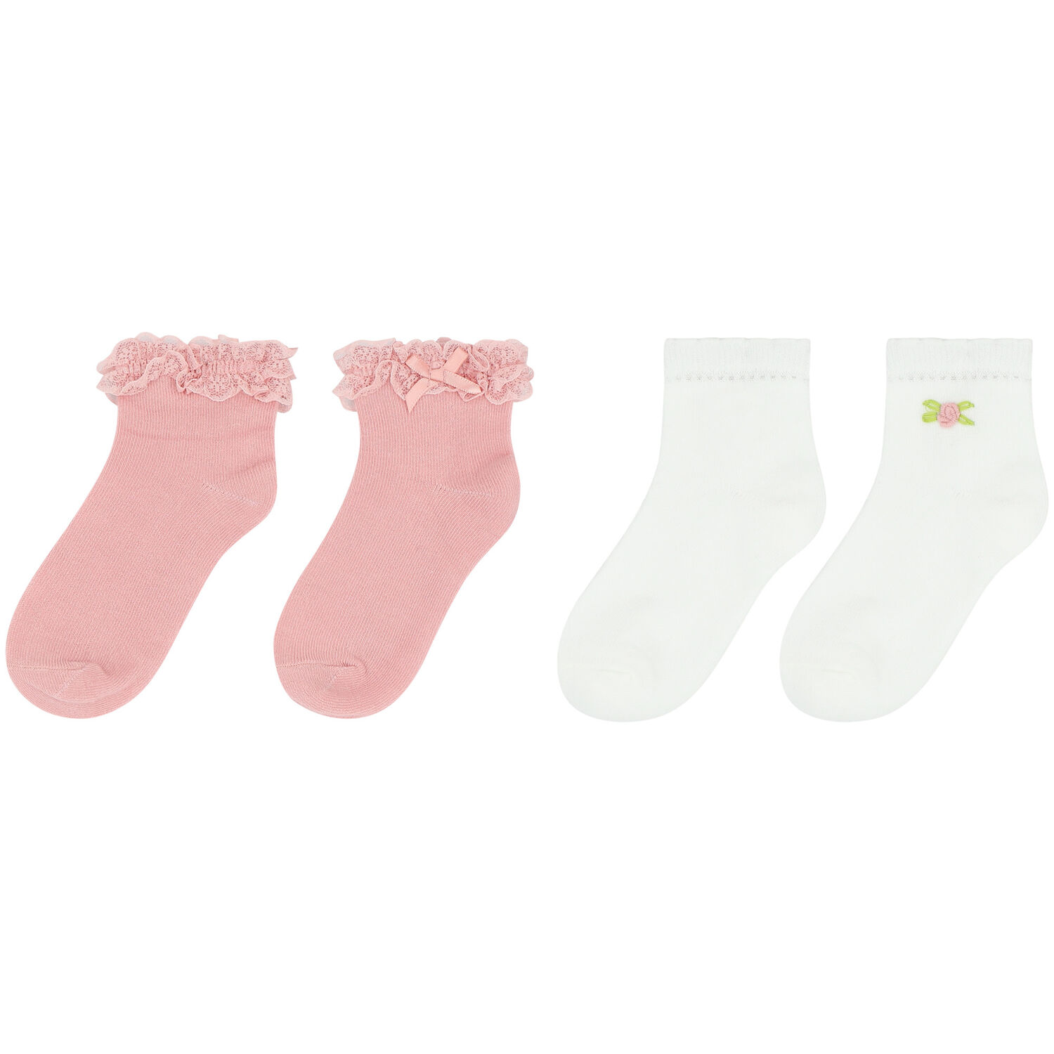 Baby Girls White & Pink Socks ( 2-Pack ), 2, hi-res