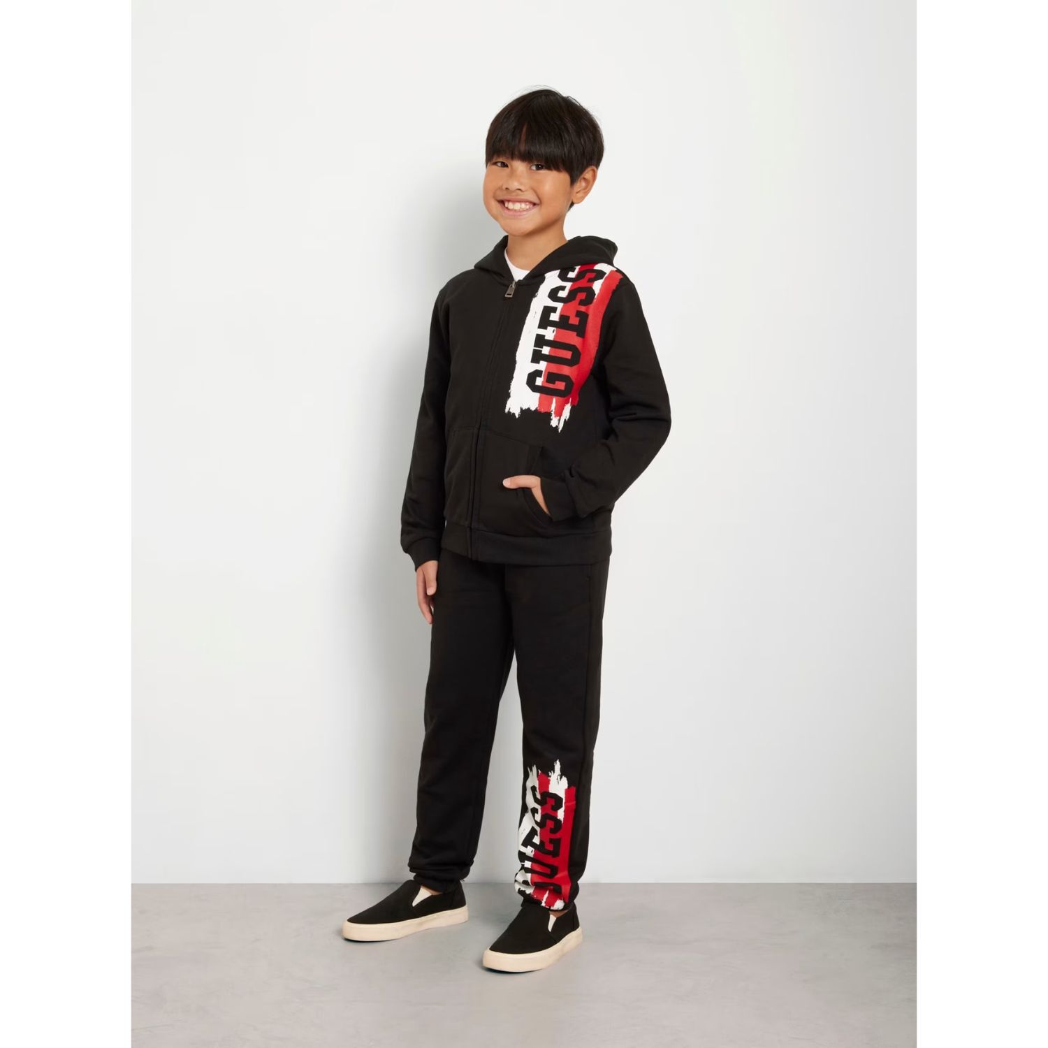 بنطلون رياضي أولاد بالشعار باللون الأسود, 2, hi-res image number null