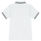 Boys White Logo Polo Shirt, 3, hi-res