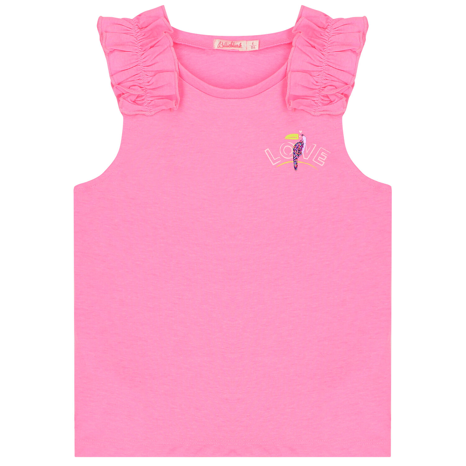 توب مكشكش باللون الوردي للبنات, 1, hi-res