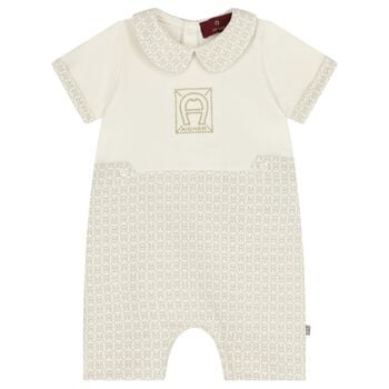 Ivory & Gold Logo Romper