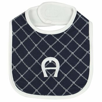 Baby Boys Navy & White Logo Bib
