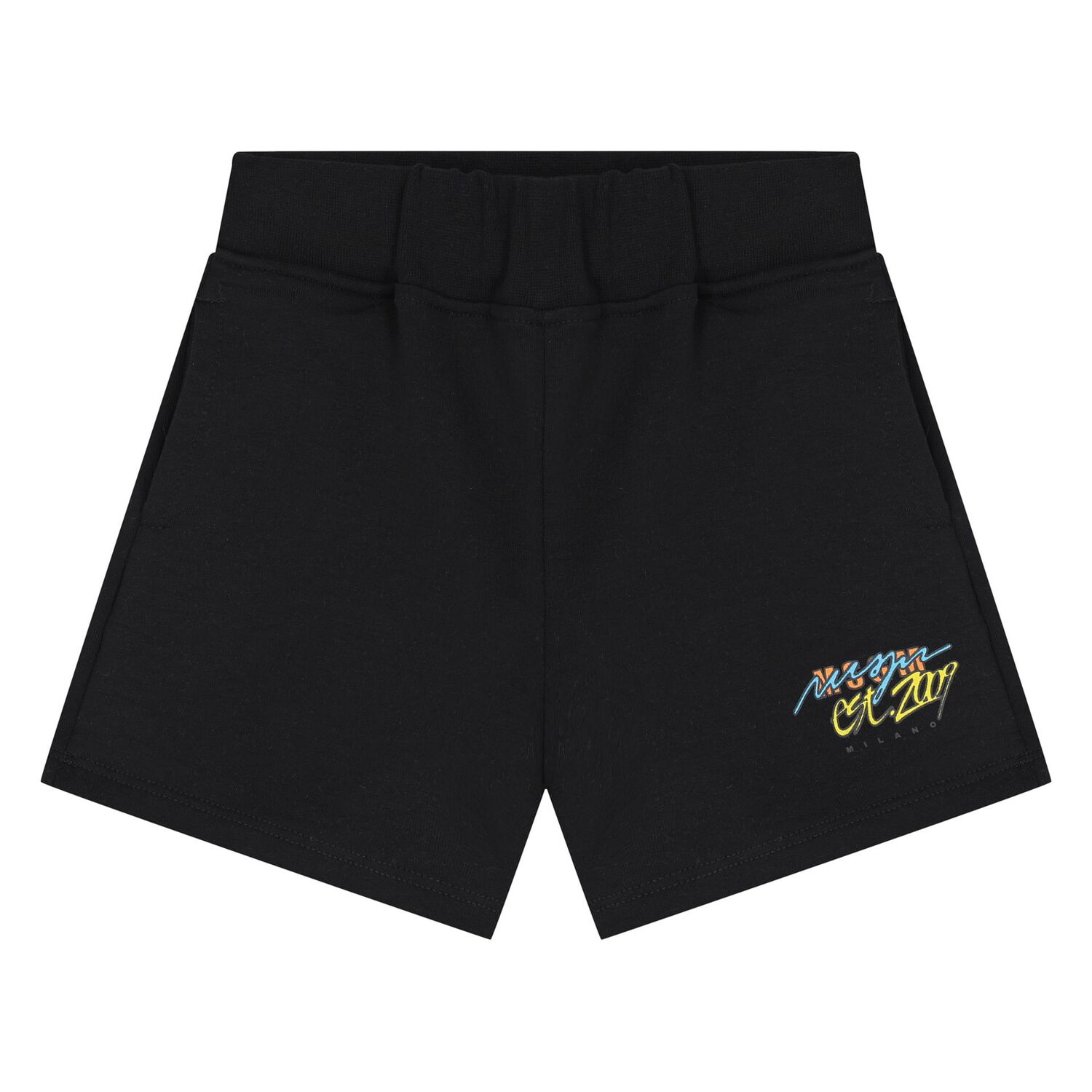 Younger Boys White & Black Logo Shorts Set, 1, hi-res