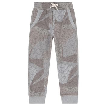 Boys Grey & Beige Logo Joggers